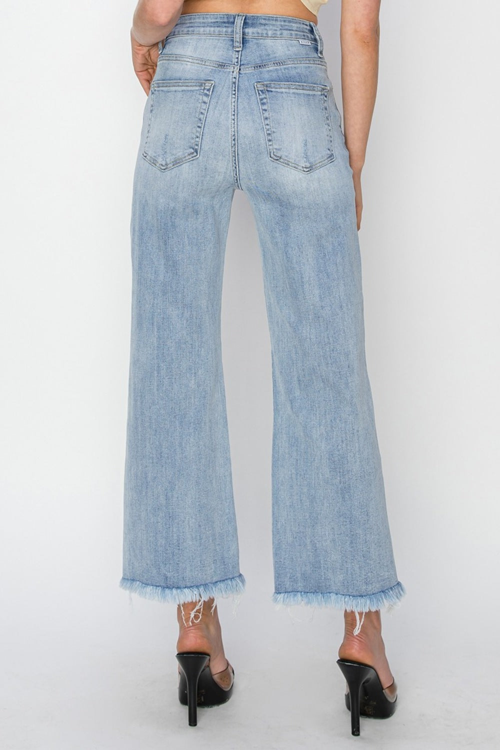 Addy High Rise Crop Wide Fray Hem Jeans