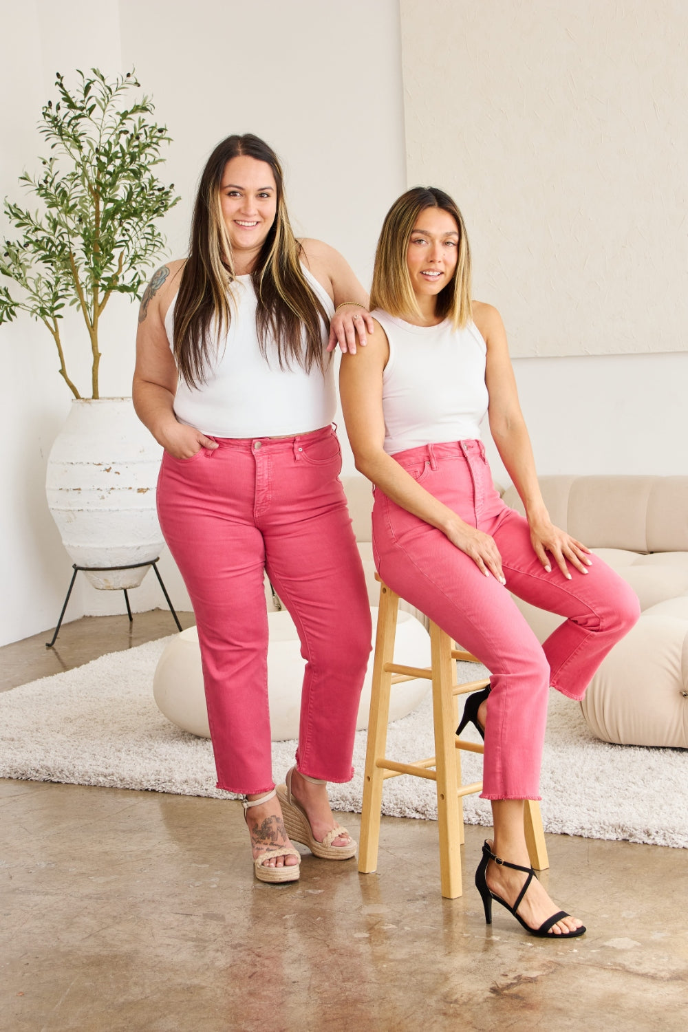 Dylan Tummy Control High Waist Raw Hem Jeans