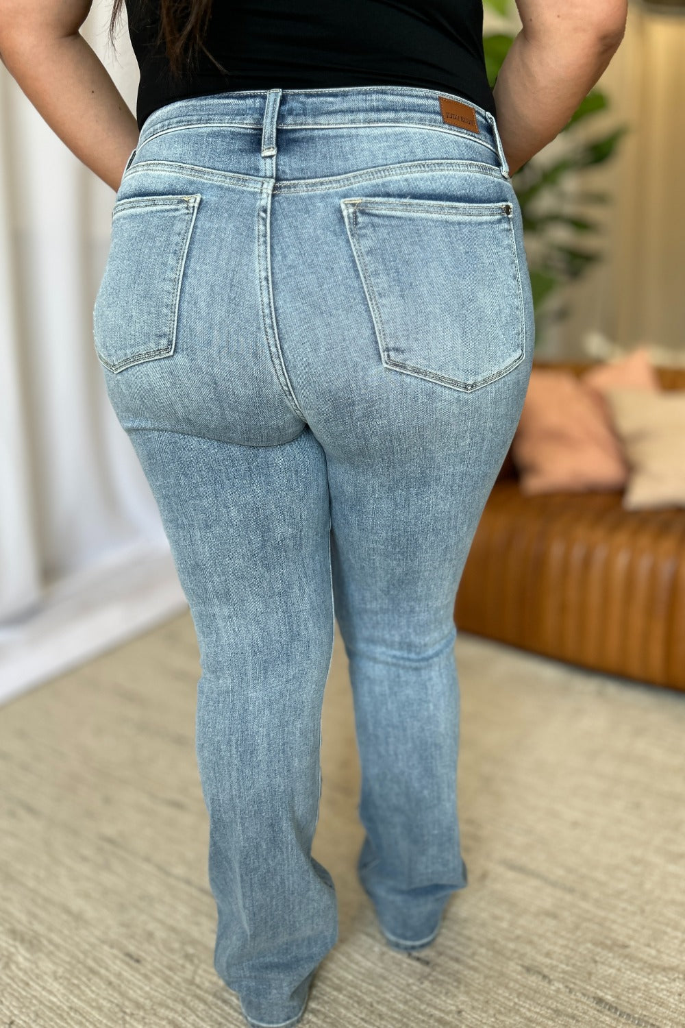 Loren Mid Rise Contrast Hem Bootcut Jeans