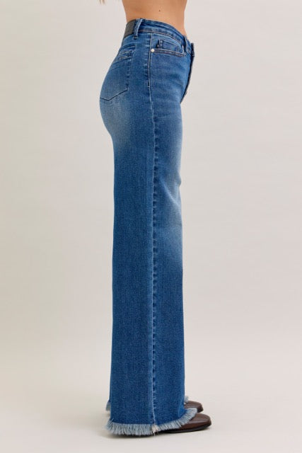 Karla High Waist Column Straight Button-Fly & Back Welt Pockets