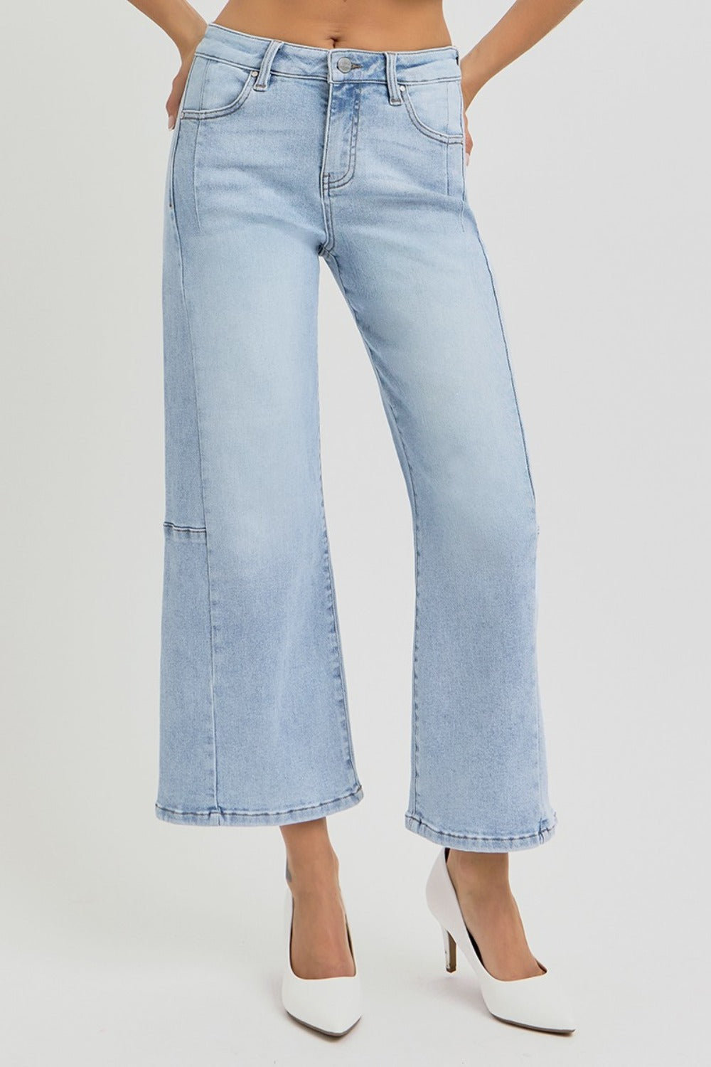 Betsy High Rise Seamed Detail Wide Leg Crop Jeans