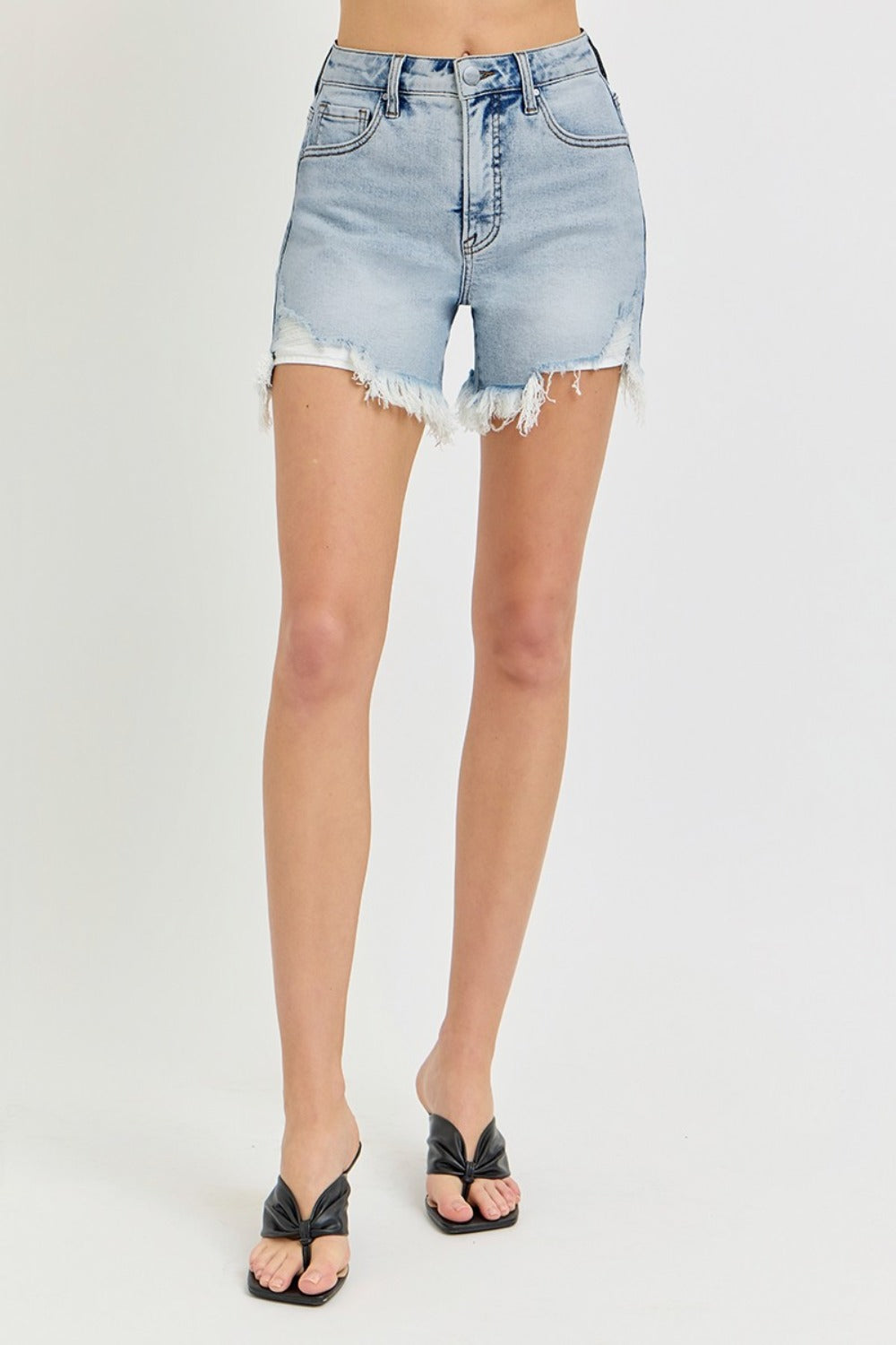 Missy High Rise Step Hem Denim Shorts