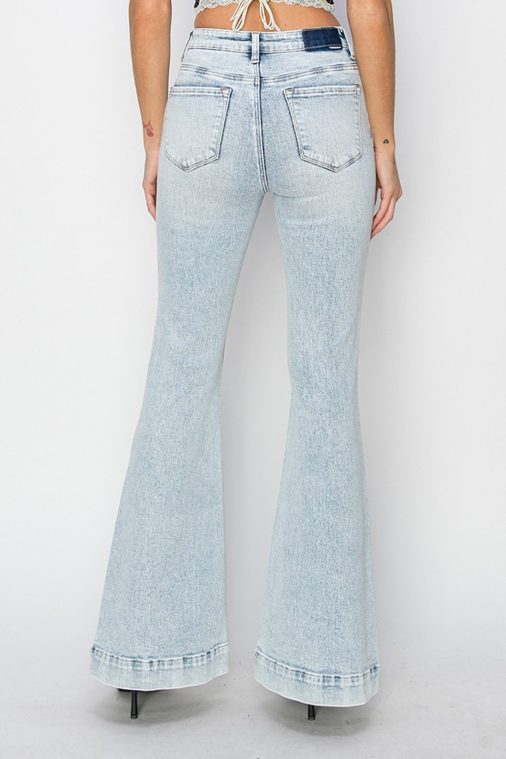 Sanja High Rise Front Patch Pocket Flare Jeans