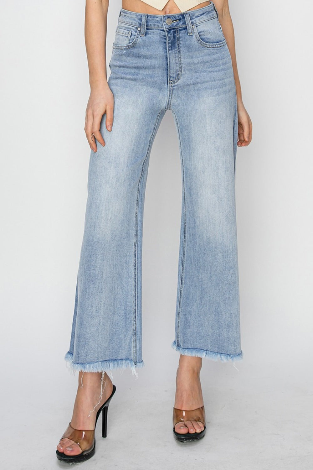 Addy High Rise Crop Wide Fray Hem Jeans