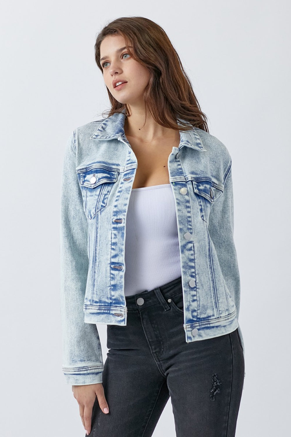Bonnie Acid Wash Button Up Denim Jacket