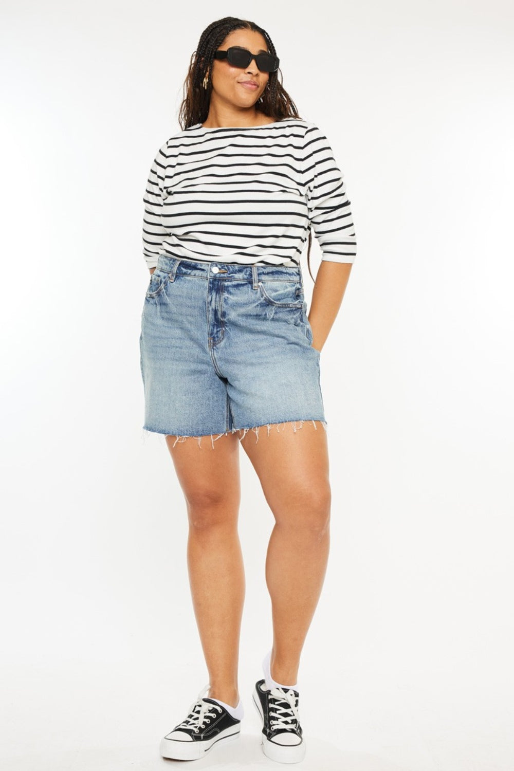 Del Mar High Rise Raw Hem Denim Shorts