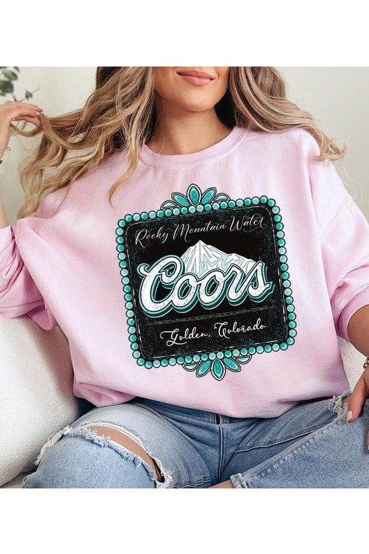 Coors Rocky Mountain Western Graphic Fleece Sweatshirt