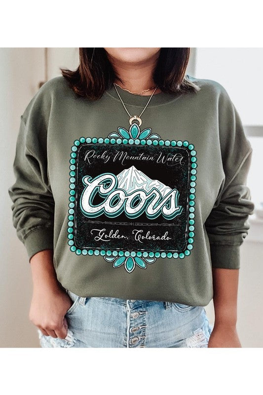 Coors Rocky Mountain Western Graphic Fleece Sweatshirt