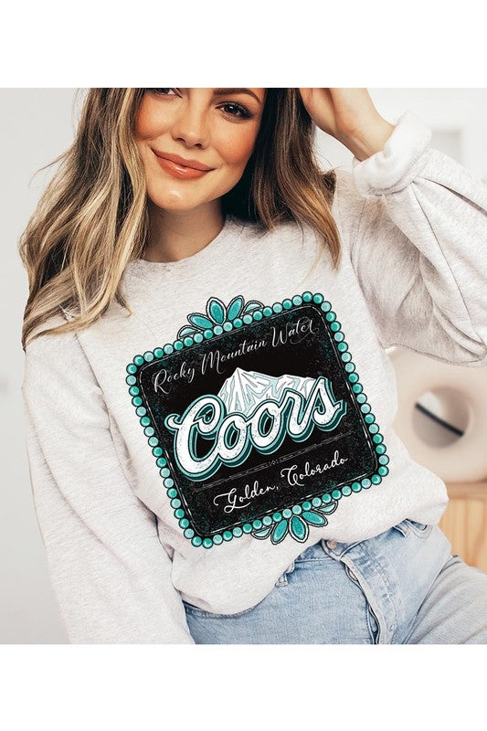Coors Rocky Mountain Western Graphic Fleece Sweatshirt