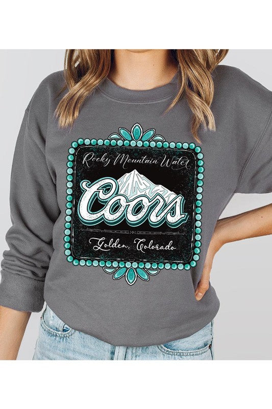 Coors Rocky Mountain Western Graphic Fleece Sweatshirt