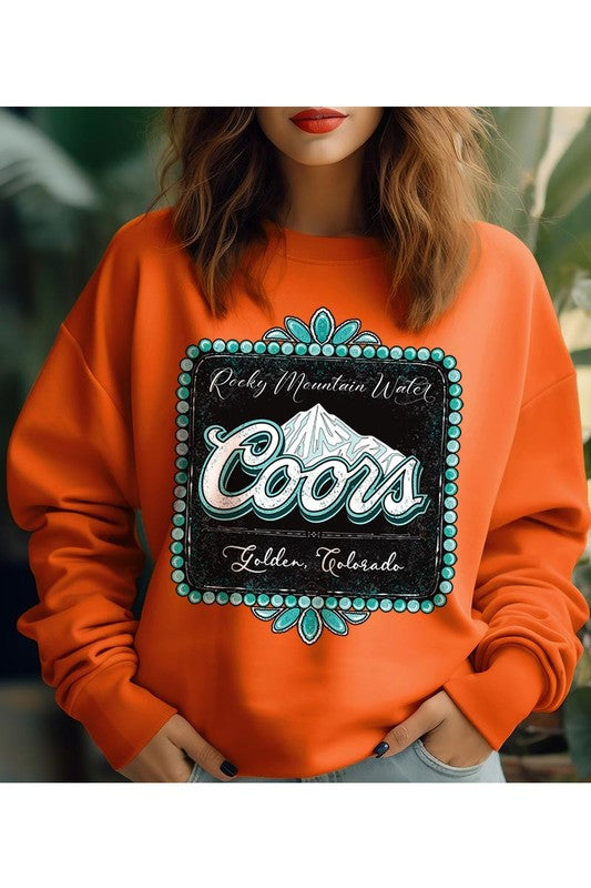 Coors Rocky Mountain Western Graphic Fleece Sweatshirt