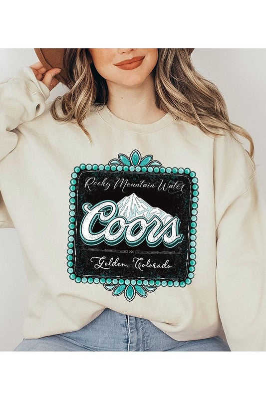 Coors Rocky Mountain Western Graphic Fleece Sweatshirt