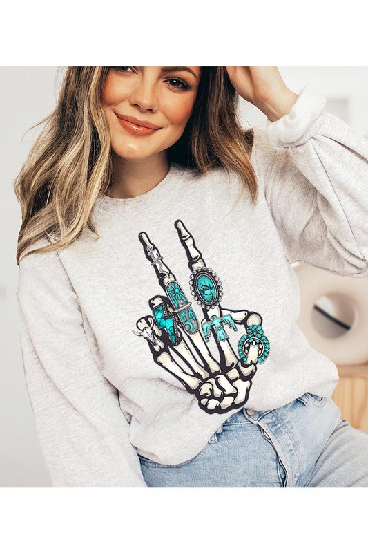 Peace Out Concho Rings Western Graphic Fleece Sweatshirt