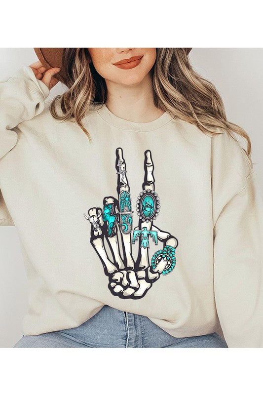 Peace Out Concho Rings Western Graphic Fleece Sweatshirt