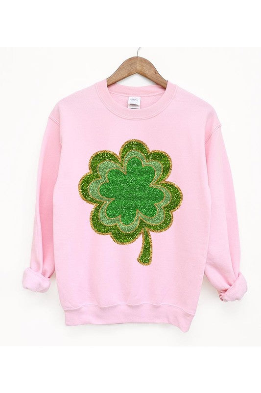 Four Leaf Clover Graphic Fleece Sweatshirt