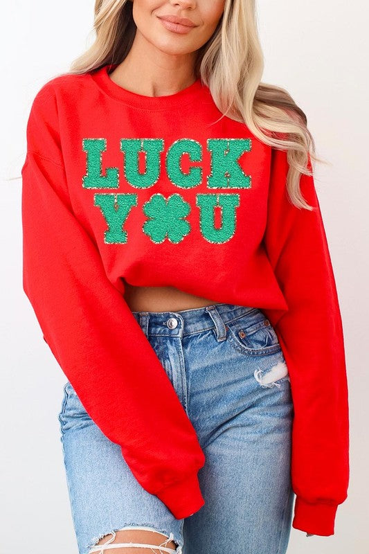 Luck You St. Patrick's Day Graphic Fleece Sweatshirt