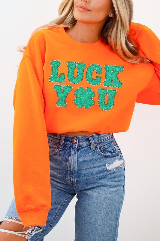 Luck You St. Patrick's Day Graphic Fleece Sweatshirt
