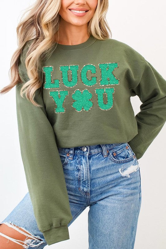 Luck You St. Patrick's Day Graphic Fleece Sweatshirt