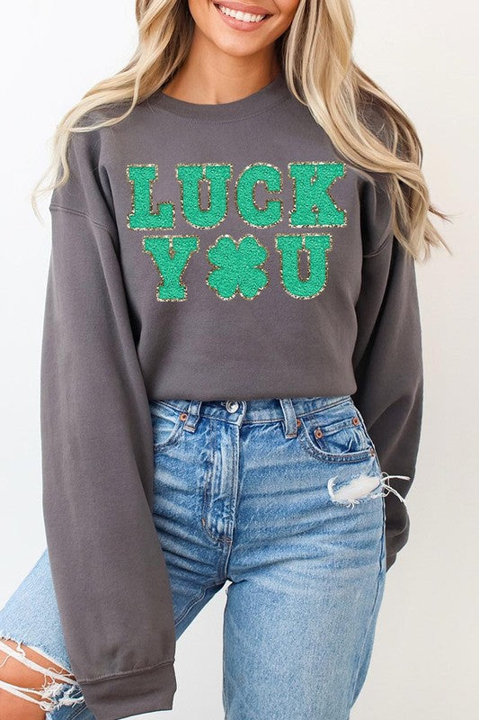 Luck You St. Patrick's Day Graphic Fleece Sweatshirt