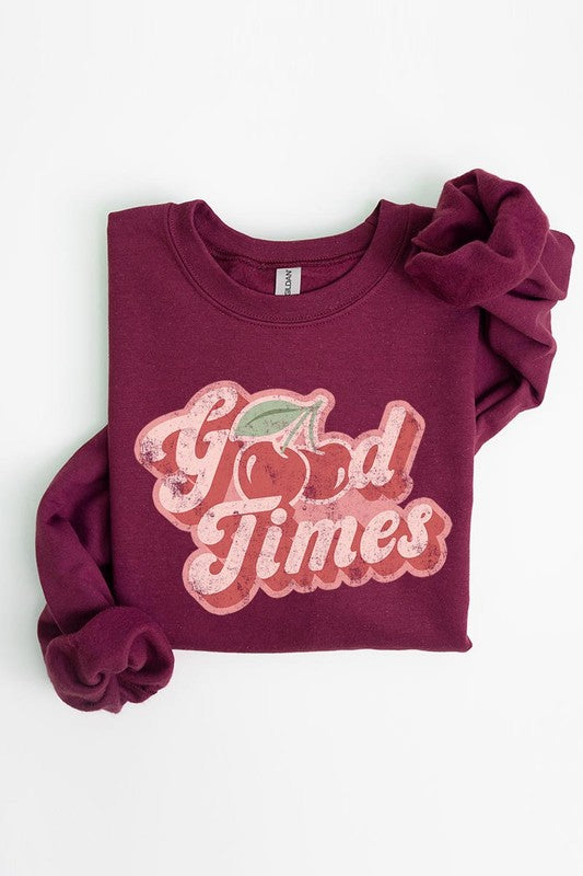Good Times Cherry Graphic Fleece Sweatshirt