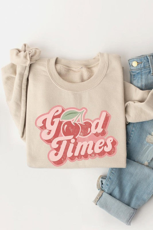 Good Times Cherry Graphic Fleece Sweatshirt