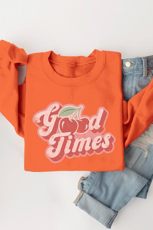 Good Times Cherry Graphic Fleece Sweatshirt