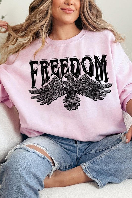 Freedom Eagle Oversized Graphic Fleece Sweatshirt