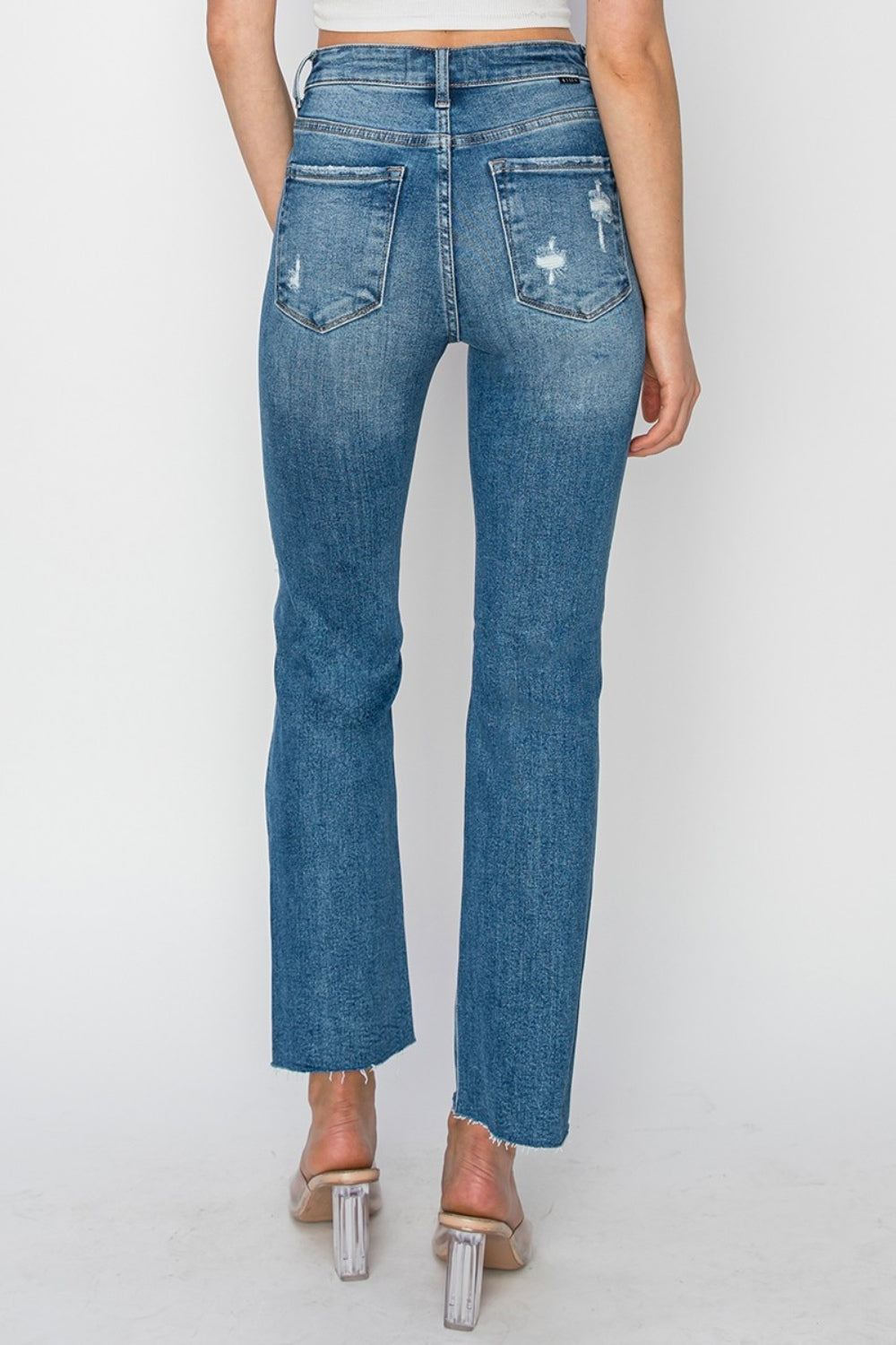 Martina High Rise Distressed Slim Straight Ankle Jeans