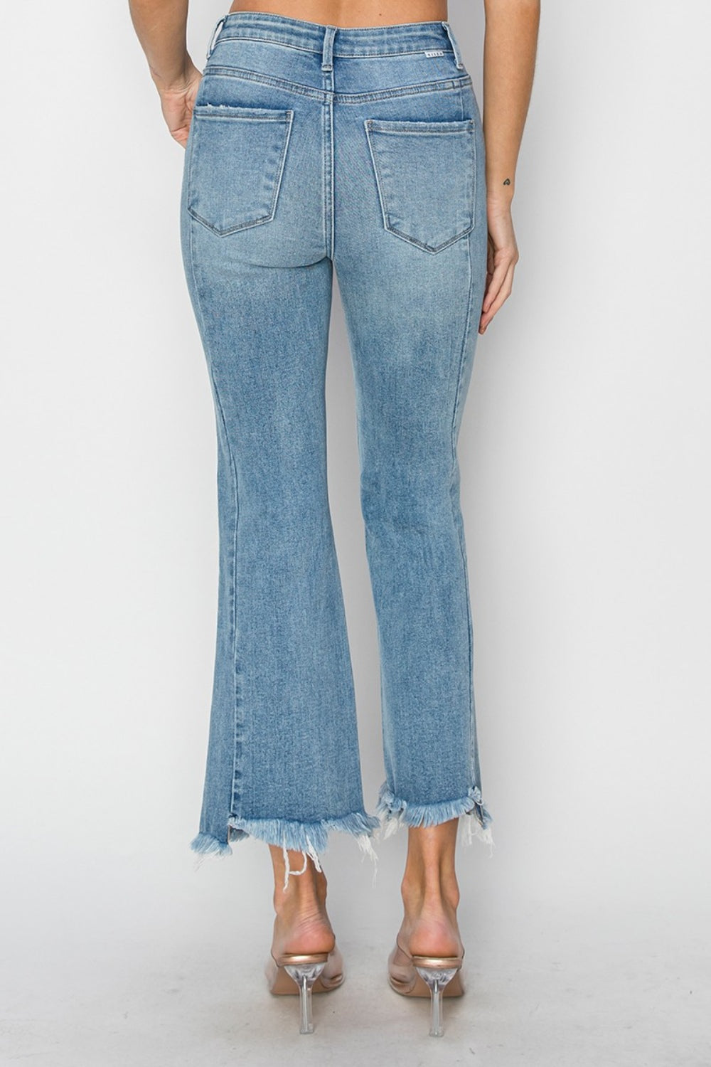 Carter High Rise Frayed Hem Cropped Flare Jeans