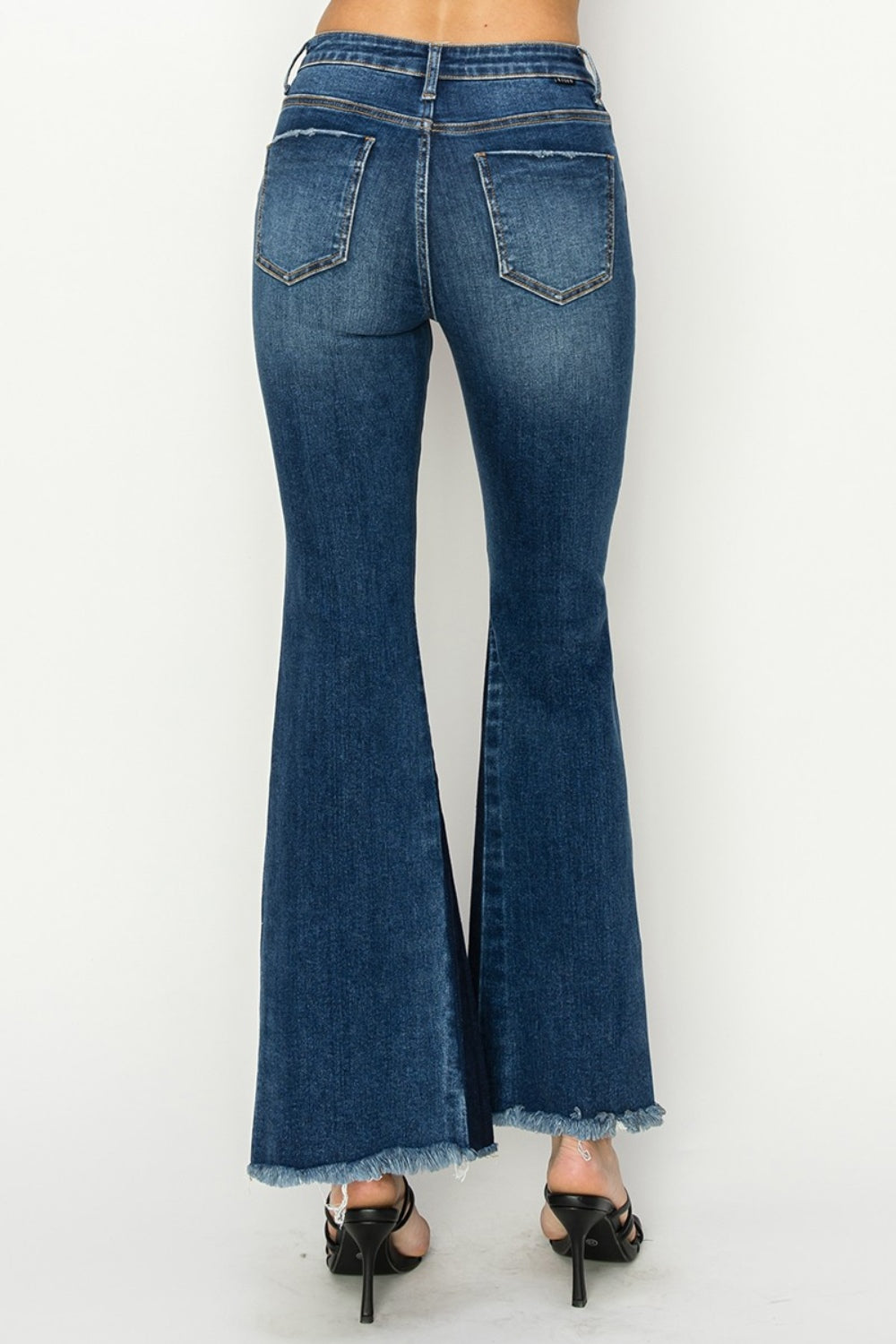 Jordy High Rise Shadow Seam Detail Slit Hem Flare Jeans