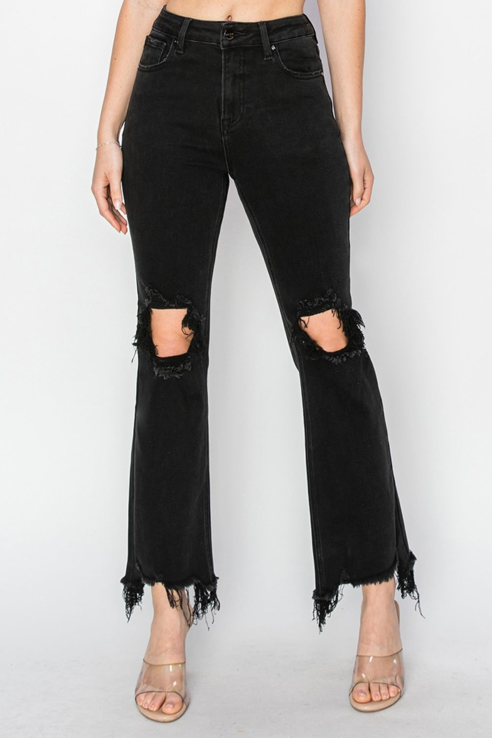 Jonnie High Rise Raw Hem Cropped Flare Jeans