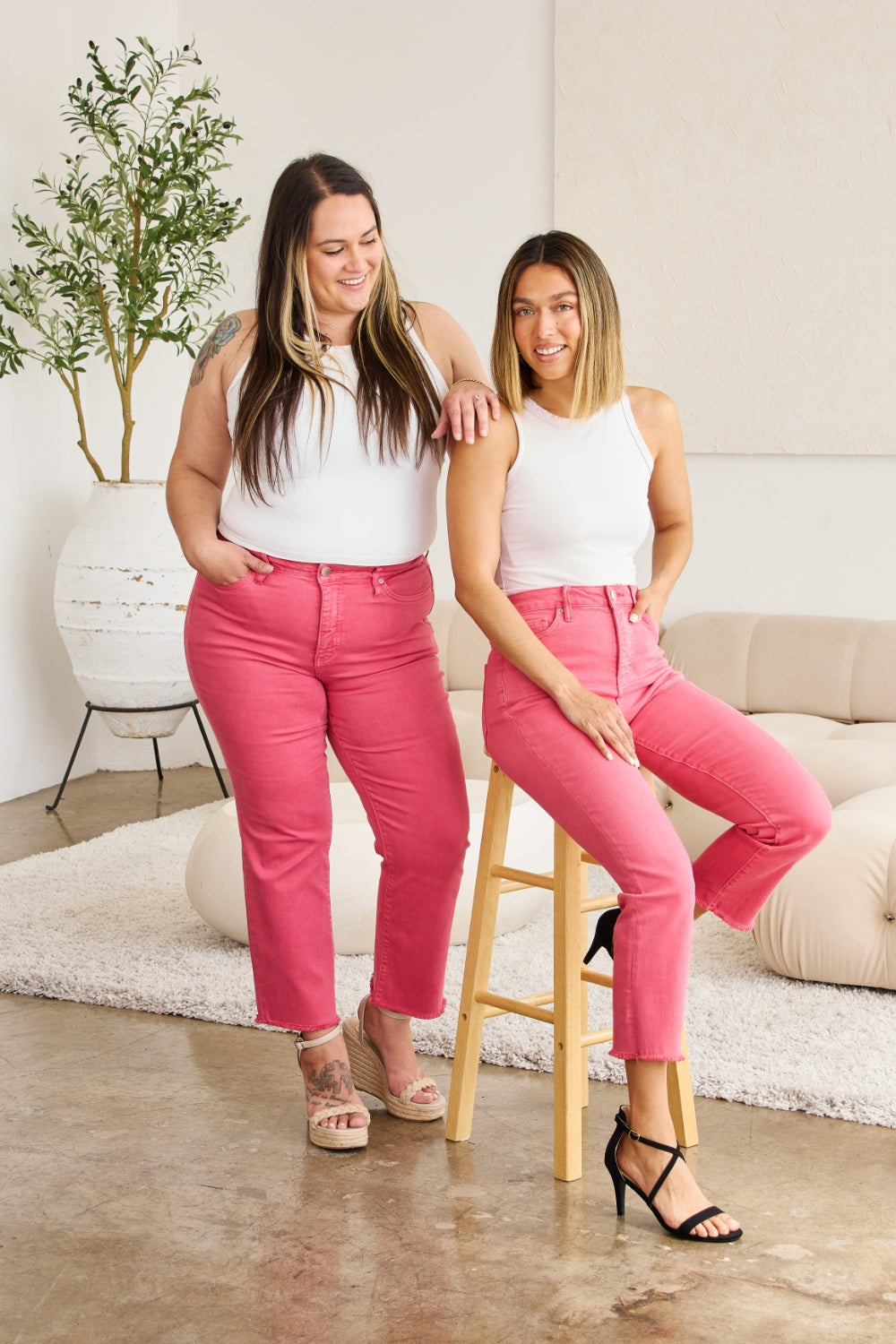 Dylan Tummy Control High Waist Raw Hem Jeans