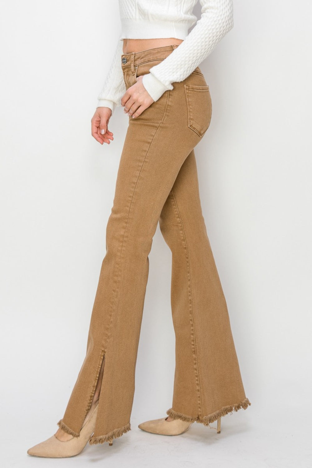 Bailey High Rise Side Split Hem Flare Jeans