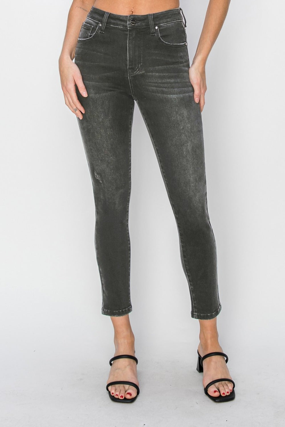 Audra High Rise Acid Wash Ankle Skinny Jeans