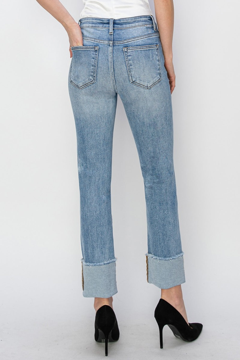 Hayden High Rise Cuffed Slim Straight Jeans