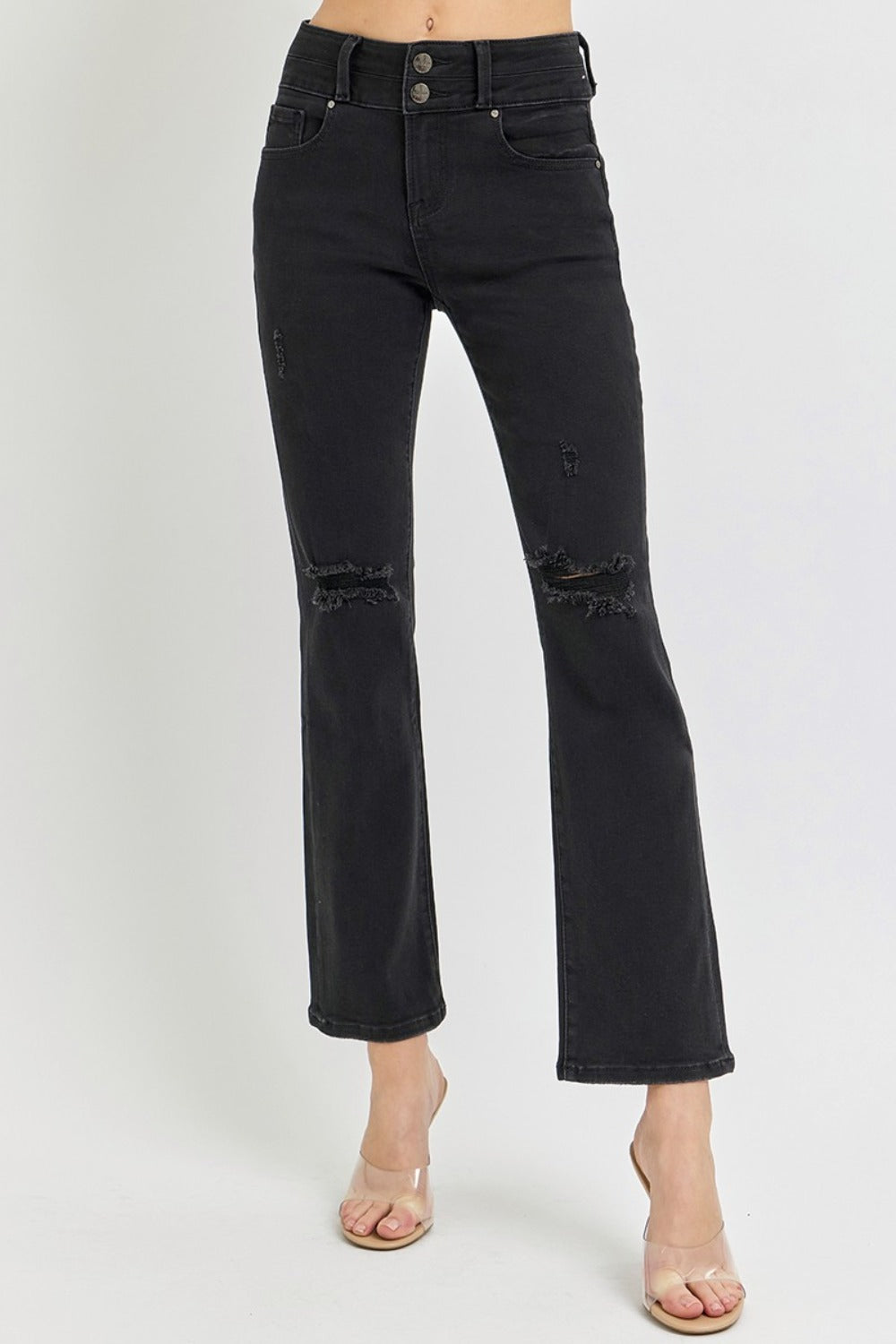 Kimber High Rise Wide Waistband Cropped Bootcut Jeans