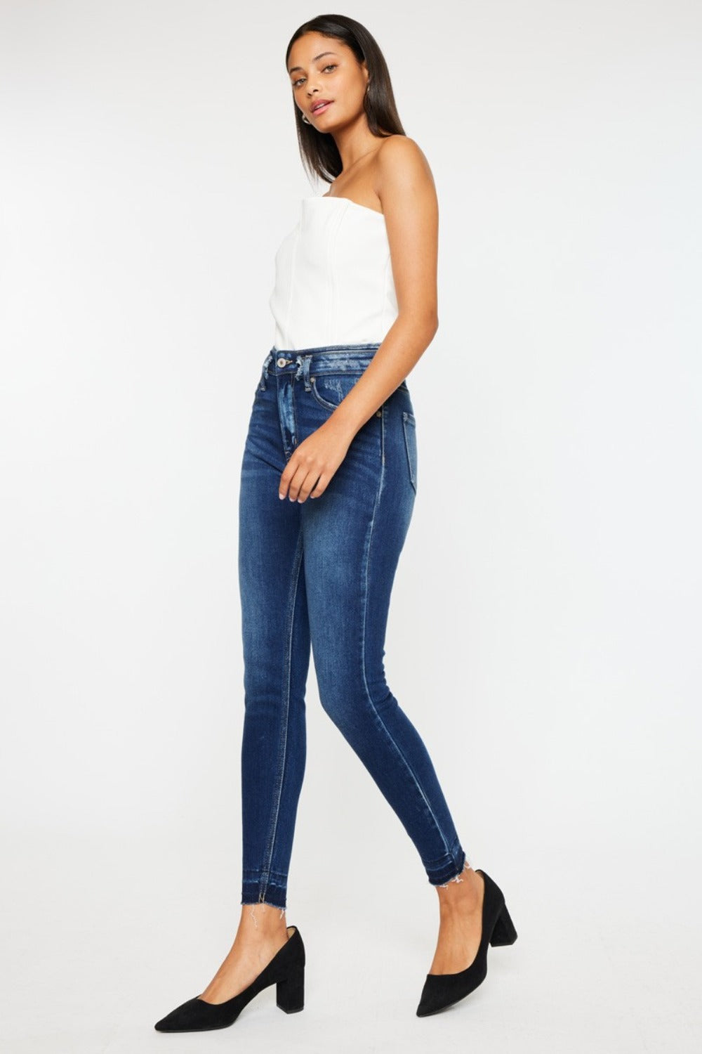 Brenna High Rise Raw Hem Ankle Skinny Jeans