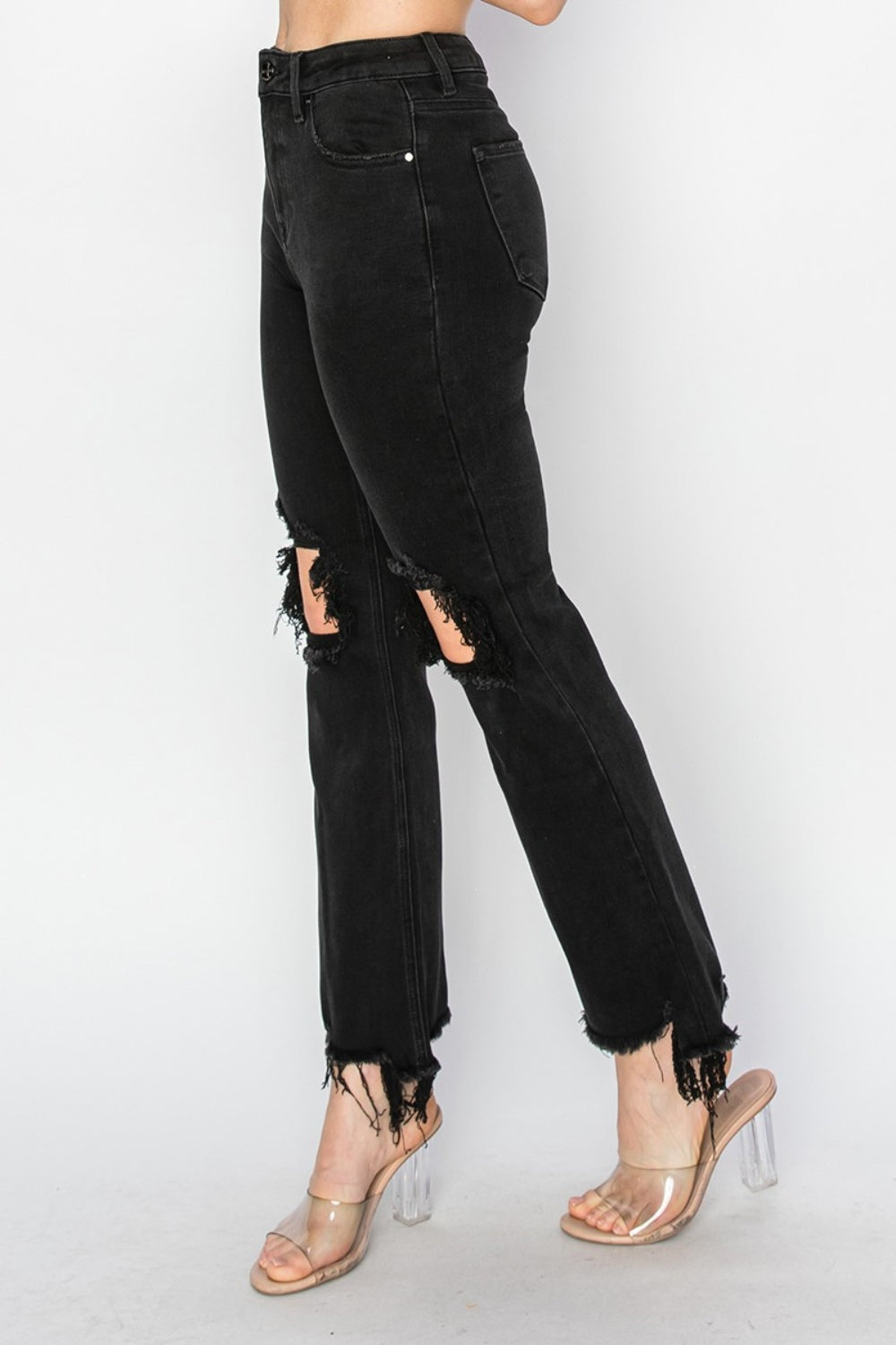 Jonnie High Rise Raw Hem Cropped Flare Jeans