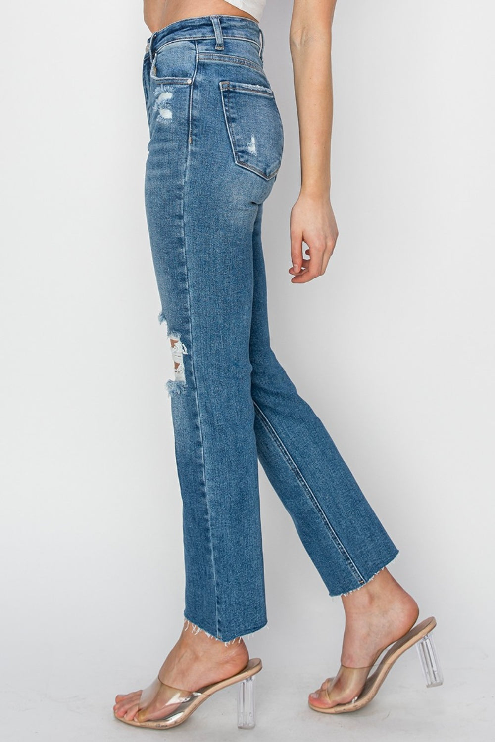 Martina High Rise Distressed Slim Straight Ankle Jeans