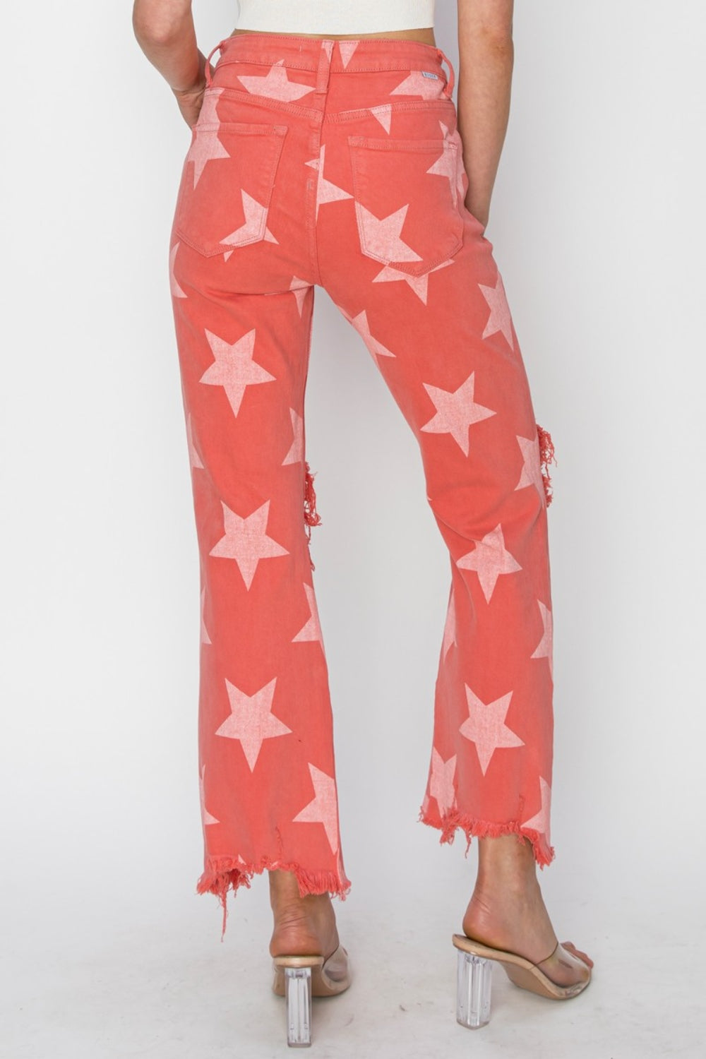Starstruck High Rise Distressed Cropped Flare Jeans