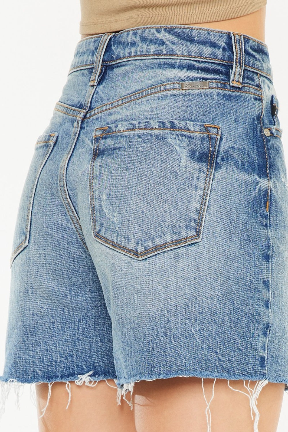 Del Mar High Rise Raw Hem Denim Shorts