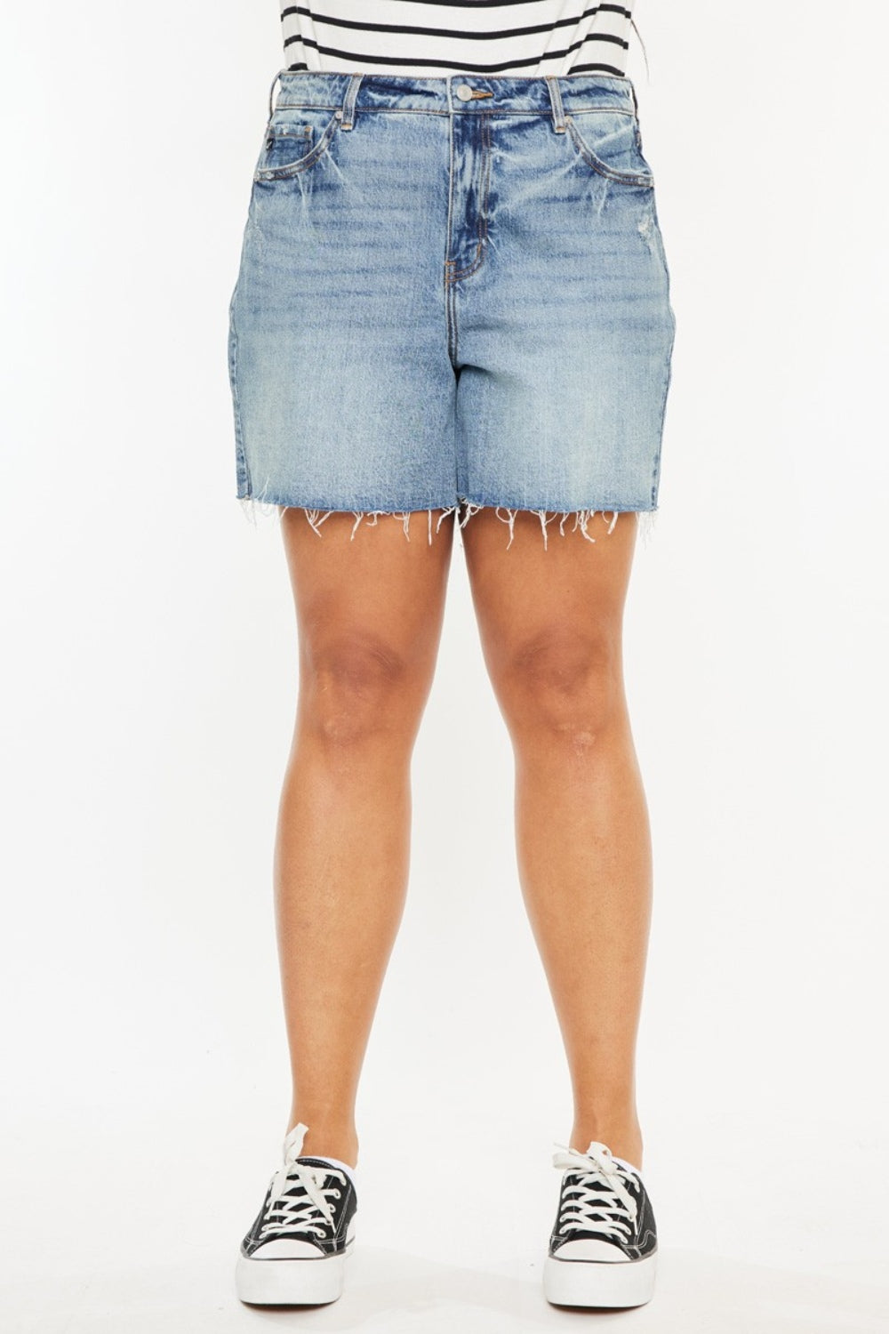 Del Mar High Rise Raw Hem Denim Shorts