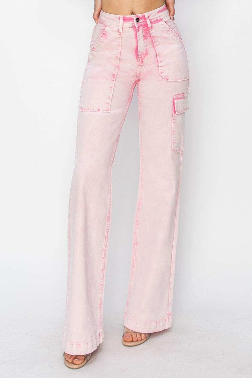 Donna High Rise Wide Leg Cargo Jeans