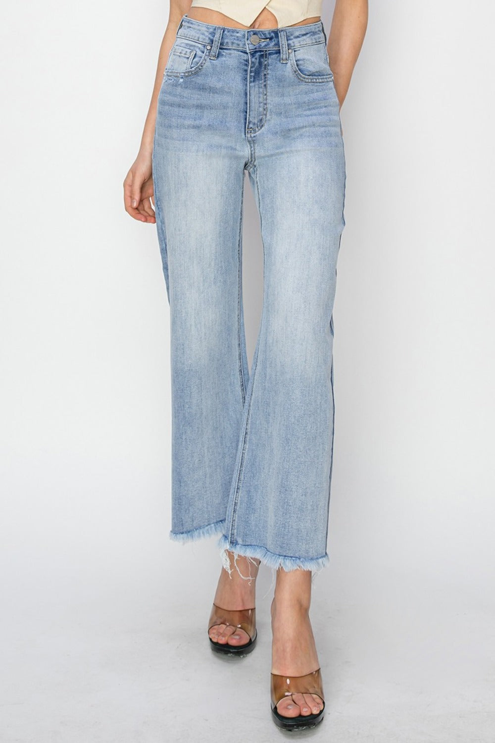 Addy High Rise Crop Wide Fray Hem Jeans