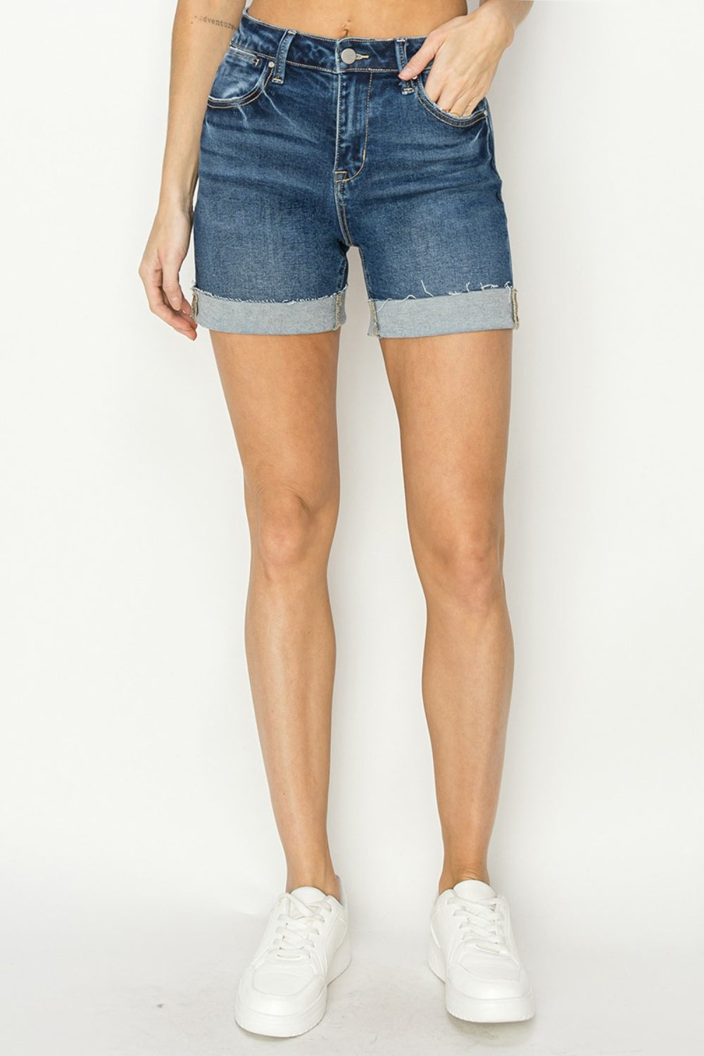 Jess High Rise Cuffed Denim Shorts