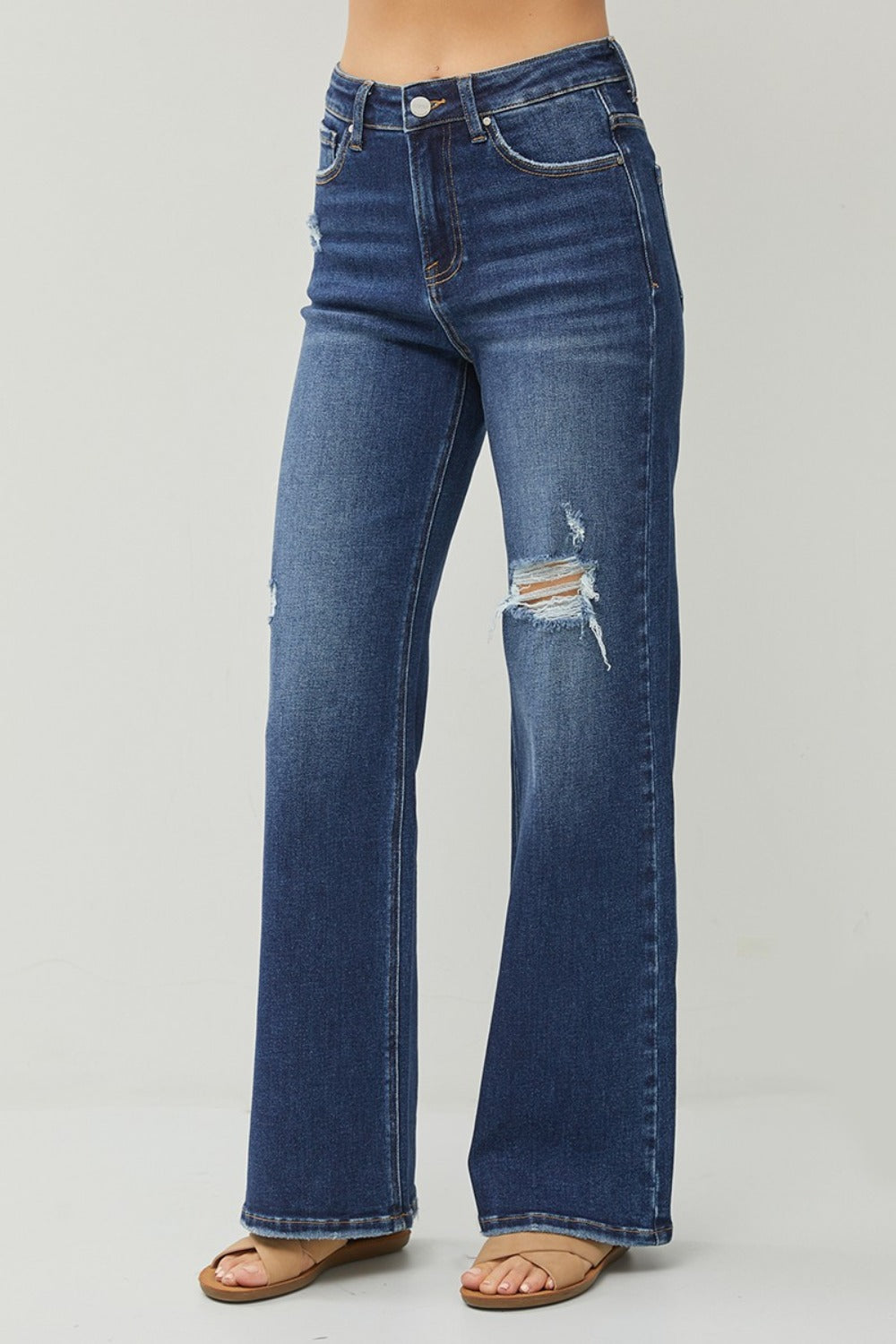 Lennox High Rise Distressed Wide Leg Jeans