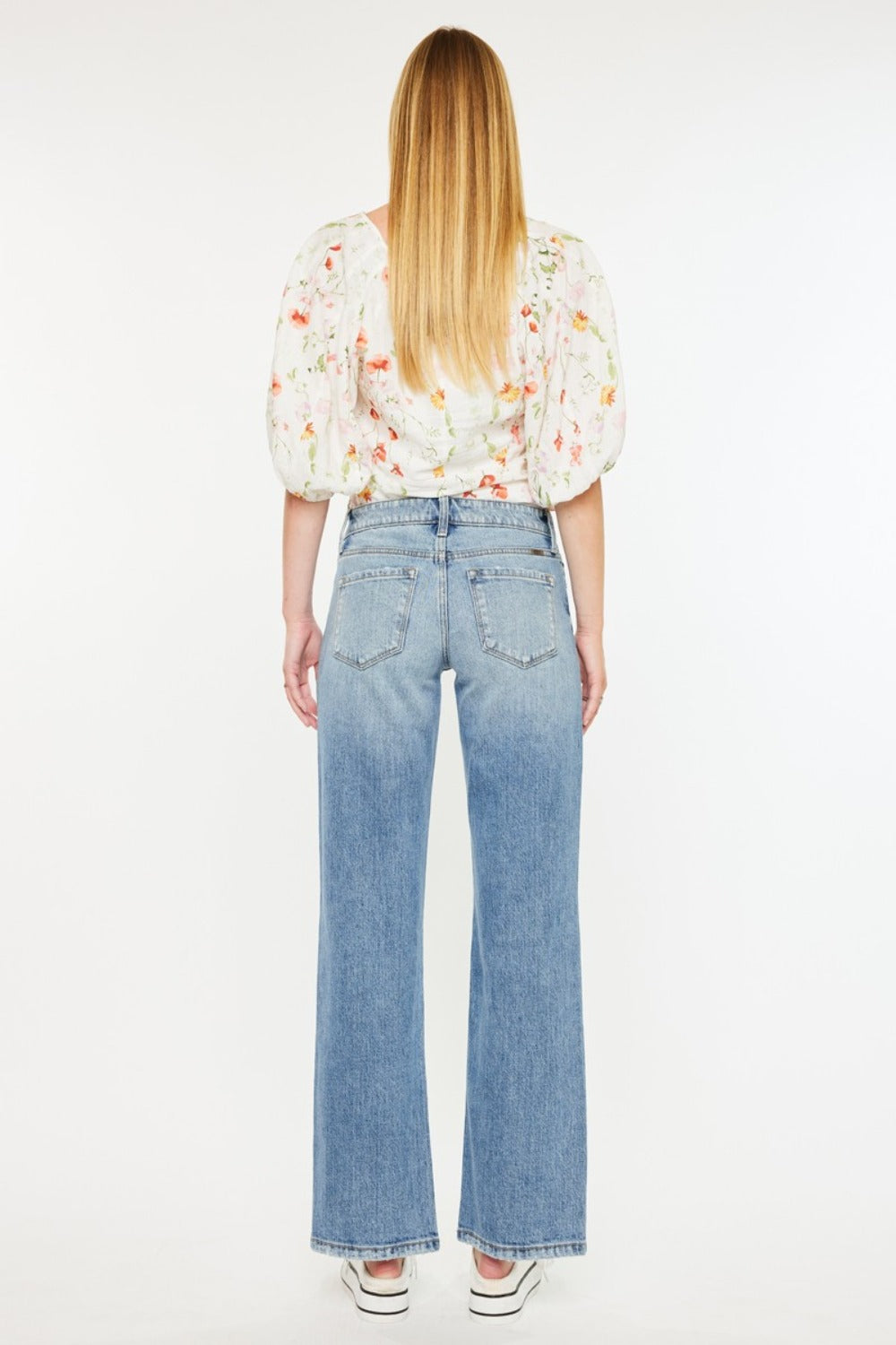 Denver Mid Rise Frayed Hem Straight Jeans
