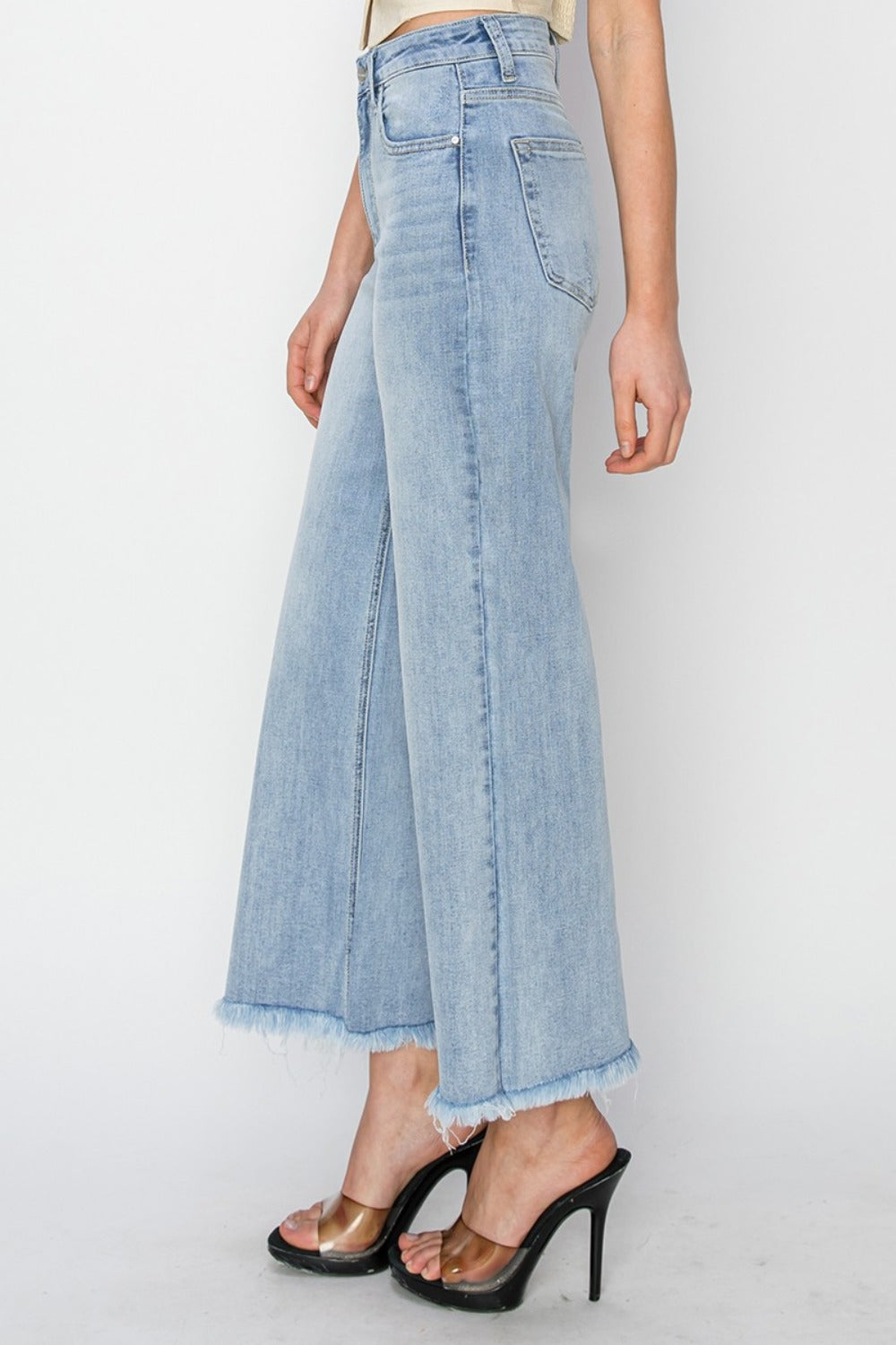 Addy High Rise Crop Wide Fray Hem Jeans