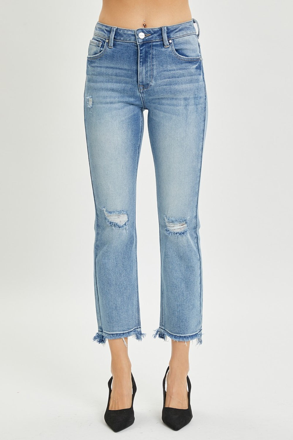 Florence High Rise Distressed Cropped Straight Jeans