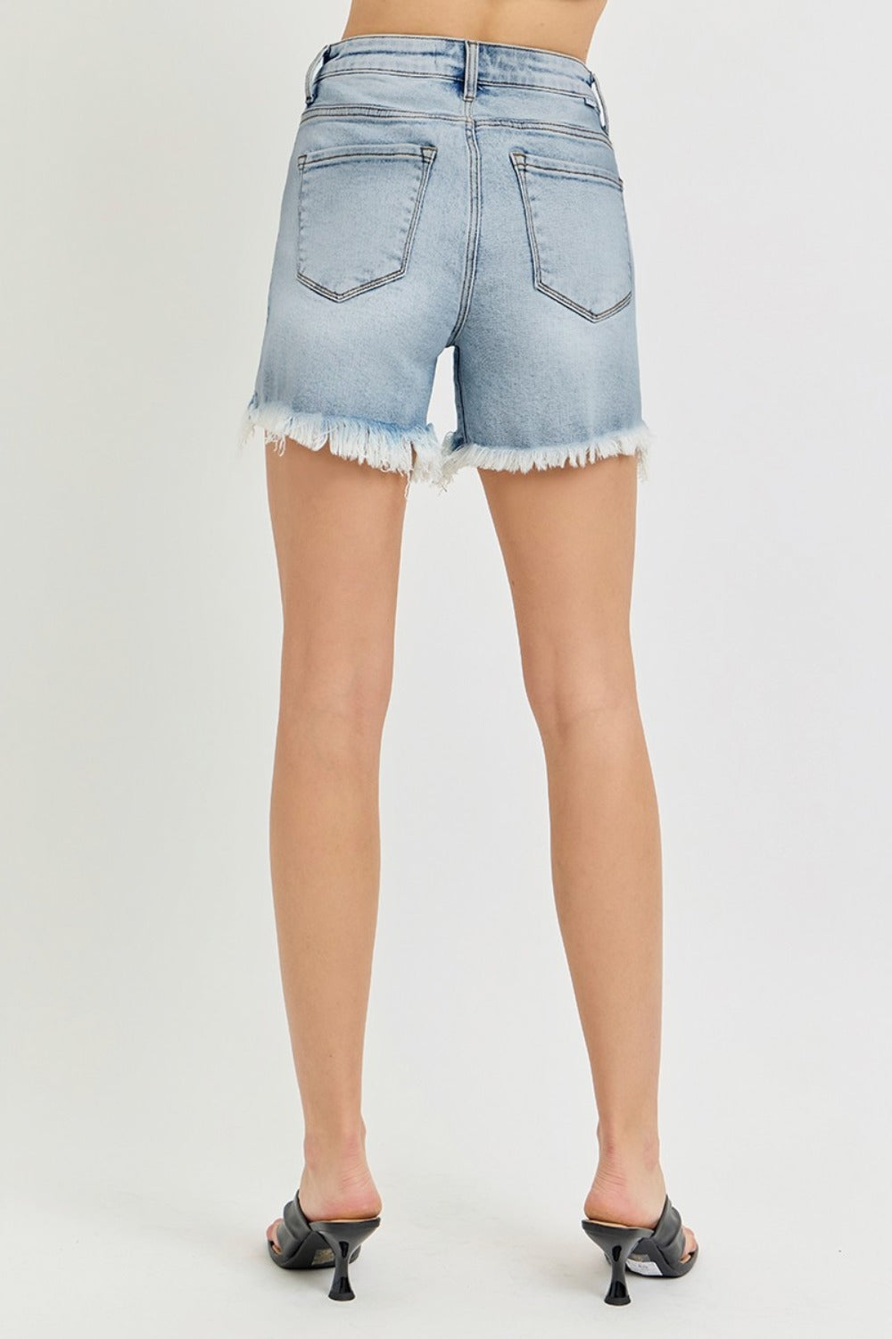 Missy High Rise Step Hem Denim Shorts